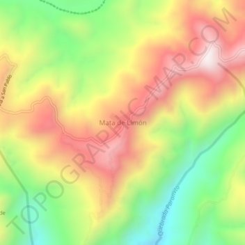 Mapa topográfico Mata de Limón, altitud, relieve