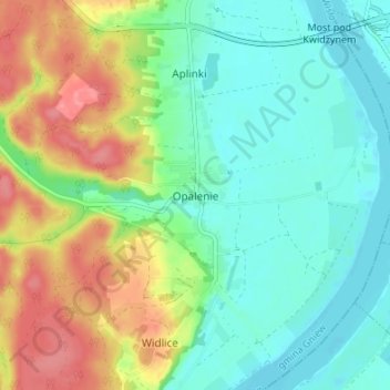 Mapa topográfico Opalenie, altitud, relieve