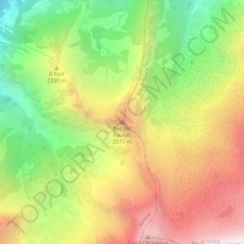 Mapa topográfico Bec del Fauset, altitud, relieve
