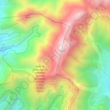 Mapa topográfico El Triangulo, altitud, relieve
