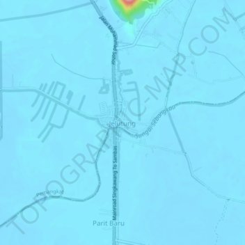Mapa topográfico Jelutung, altitud, relieve