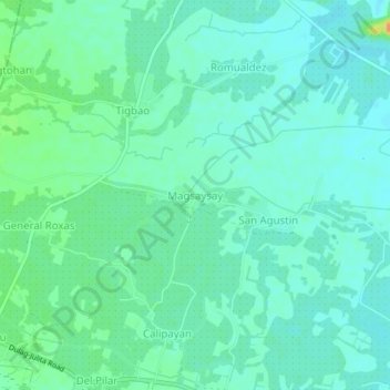 Mapa topográfico Magsaysay, altitud, relieve