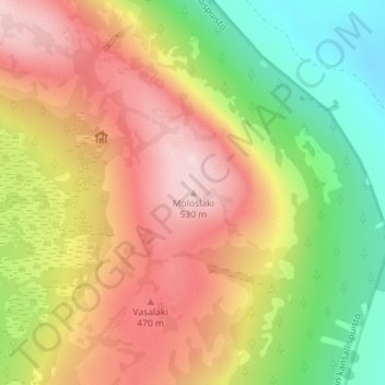 Mapa topográfico Moloslaki, altitud, relieve
