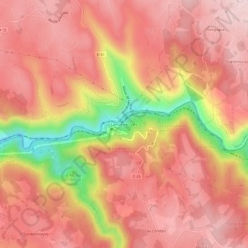 Mapa topográfico Lamativie-Gare, altitud, relieve