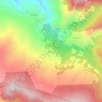 Mapa topográfico Ghopte Kharka, altitud, relieve