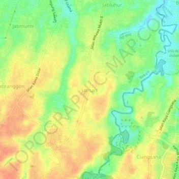 Mapa topográfico Jatisari, altitud, relieve