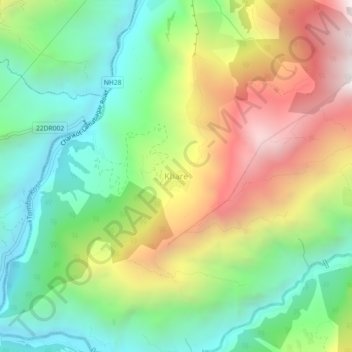Mapa topográfico Khare, altitud, relieve