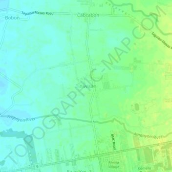 Mapa topográfico Tiniwisan, altitud, relieve