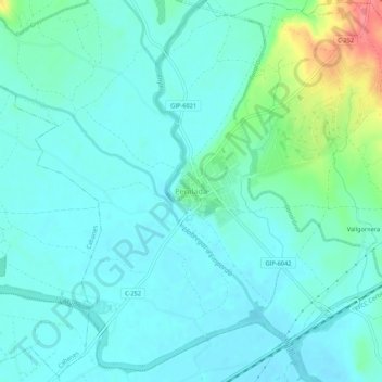 Mapa topográfico Peralada, altitud, relieve