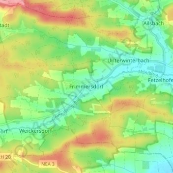 Mapa topográfico Frimmersdorf, altitud, relieve