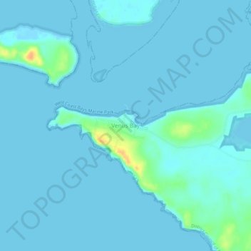 Mapa topográfico Venus Bay, altitud, relieve