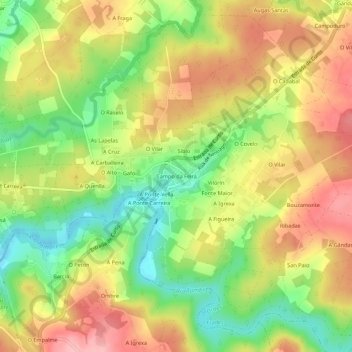 Mapa topográfico Campo da Feira, altitud, relieve