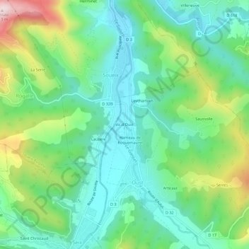 Mapa topográfico Vic d'Oust, altitud, relieve