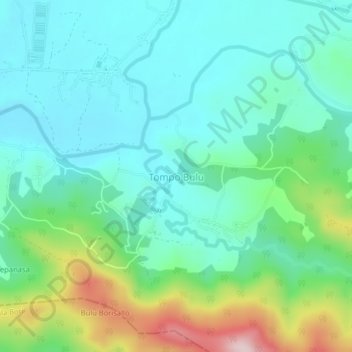 Mapa topográfico Tompo Bulu, altitud, relieve