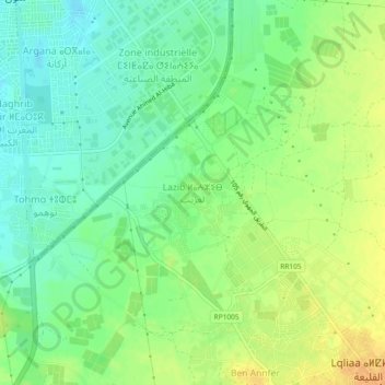 Mapa topográfico Lazib, altitud, relieve
