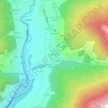 Mapa topográfico Jagatsukh, altitud, relieve