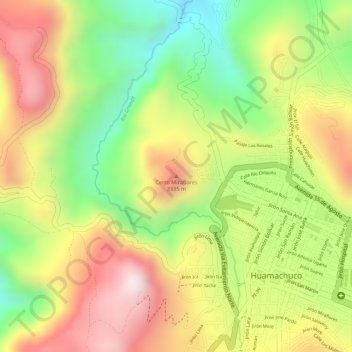Mapa topográfico Cerro Miraflores, altitud, relieve