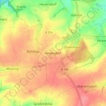 Mapa topográfico Heiersdorf, altitud, relieve