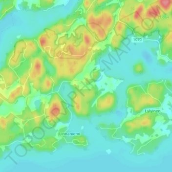 Mapa topográfico Outamo, altitud, relieve