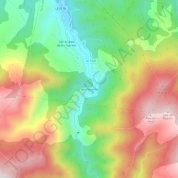 Mapa topográfico San Facundo, altitud, relieve