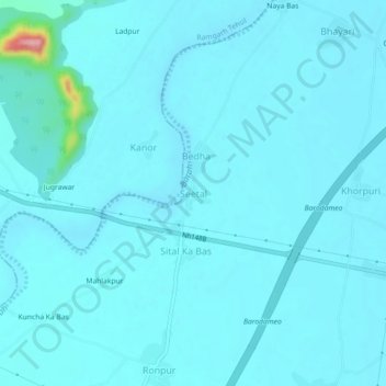 Mapa topográfico Seetal, altitud, relieve