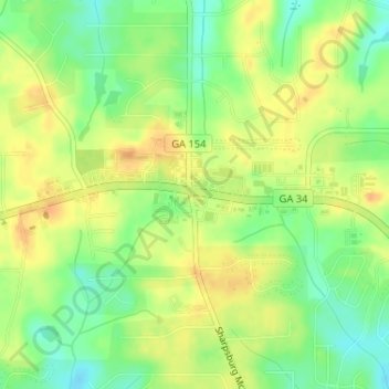 Mapa topográfico Thomas Crossroads, altitud, relieve