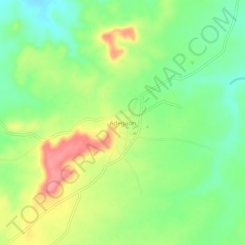 Mapa topográfico Adegaon, altitud, relieve