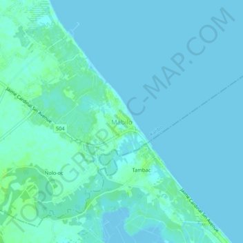 Mapa topográfico Mabilo, altitud, relieve