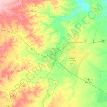 Mapa topográfico `Ar`ar, altitud, relieve