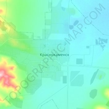 Mapa topográfico Krasnokamensk, altitud, relieve