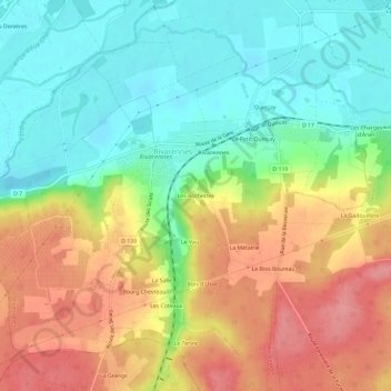 Mapa topográfico Les Rochettes, altitud, relieve