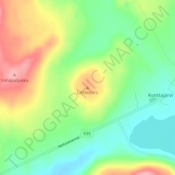 Mapa topográfico Laitavaara, altitud, relieve