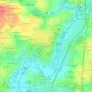 Mapa topográfico Les Omblais, altitud, relieve