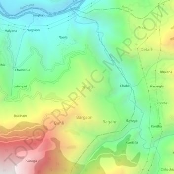 Mapa topográfico Bhutti, altitud, relieve