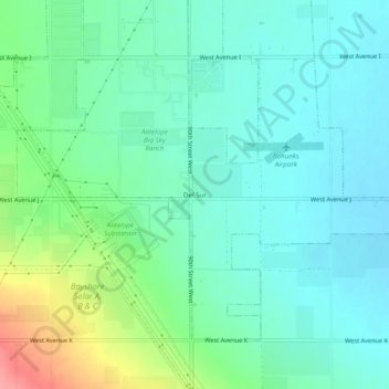 Mapa topográfico Del Sur, altitud, relieve