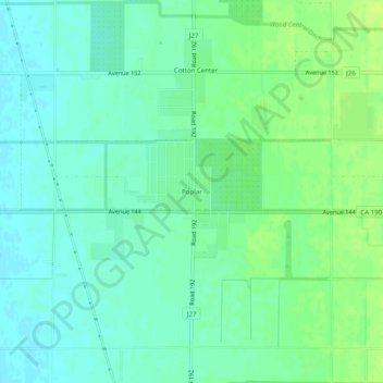 Mapa topográfico Poplar, altitud, relieve