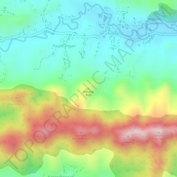 Mapa topográfico Gunung Bujil, altitud, relieve