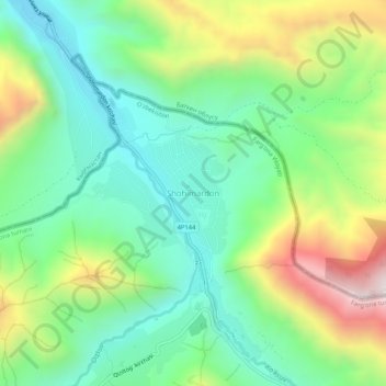 Mapa topográfico Shahimardan, altitud, relieve