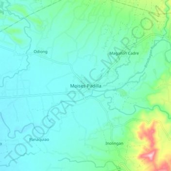 Mapa topográfico Moises Padilla, altitud, relieve