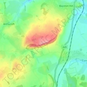 Mapa topográfico Lyth Hill, altitud, relieve