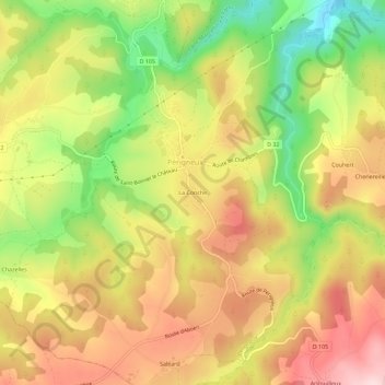 Mapa topográfico La Conche, altitud, relieve
