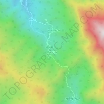 Mapa topográfico Bungin, altitud, relieve