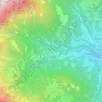 Mapa topográfico Zache, altitud, relieve