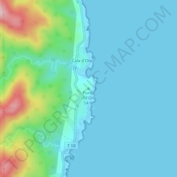 Mapa topográfico Punta di l'Oru, altitud, relieve