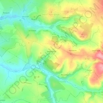 Mapa topográfico Saint-Geniez, altitud, relieve