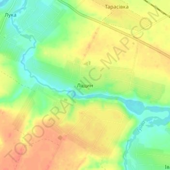 Mapa topográfico Lishchyn, altitud, relieve