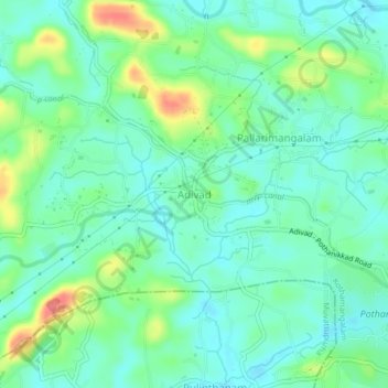 Mapa topográfico Adivad, altitud, relieve