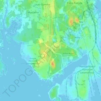 Mapa topográfico Petkele, altitud, relieve