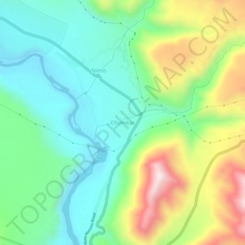 Mapa topográfico Chumkar, altitud, relieve