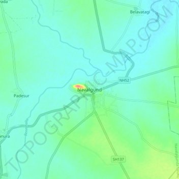 Mapa topográfico Navalagunda, altitud, relieve